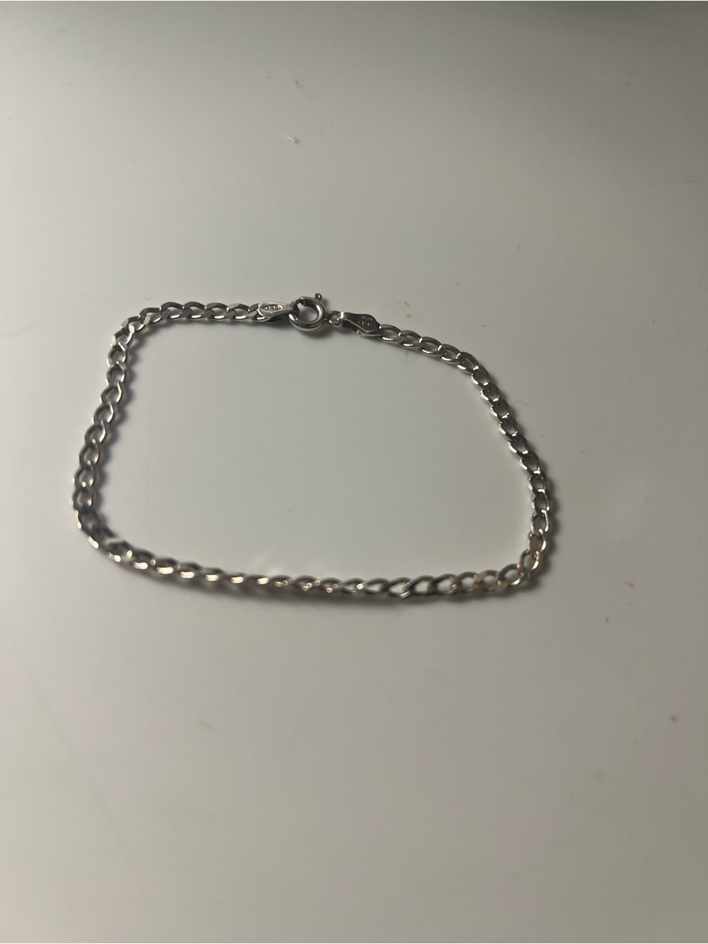 Vintage Sterling Silver Figaro-Style Bracelet - Silver